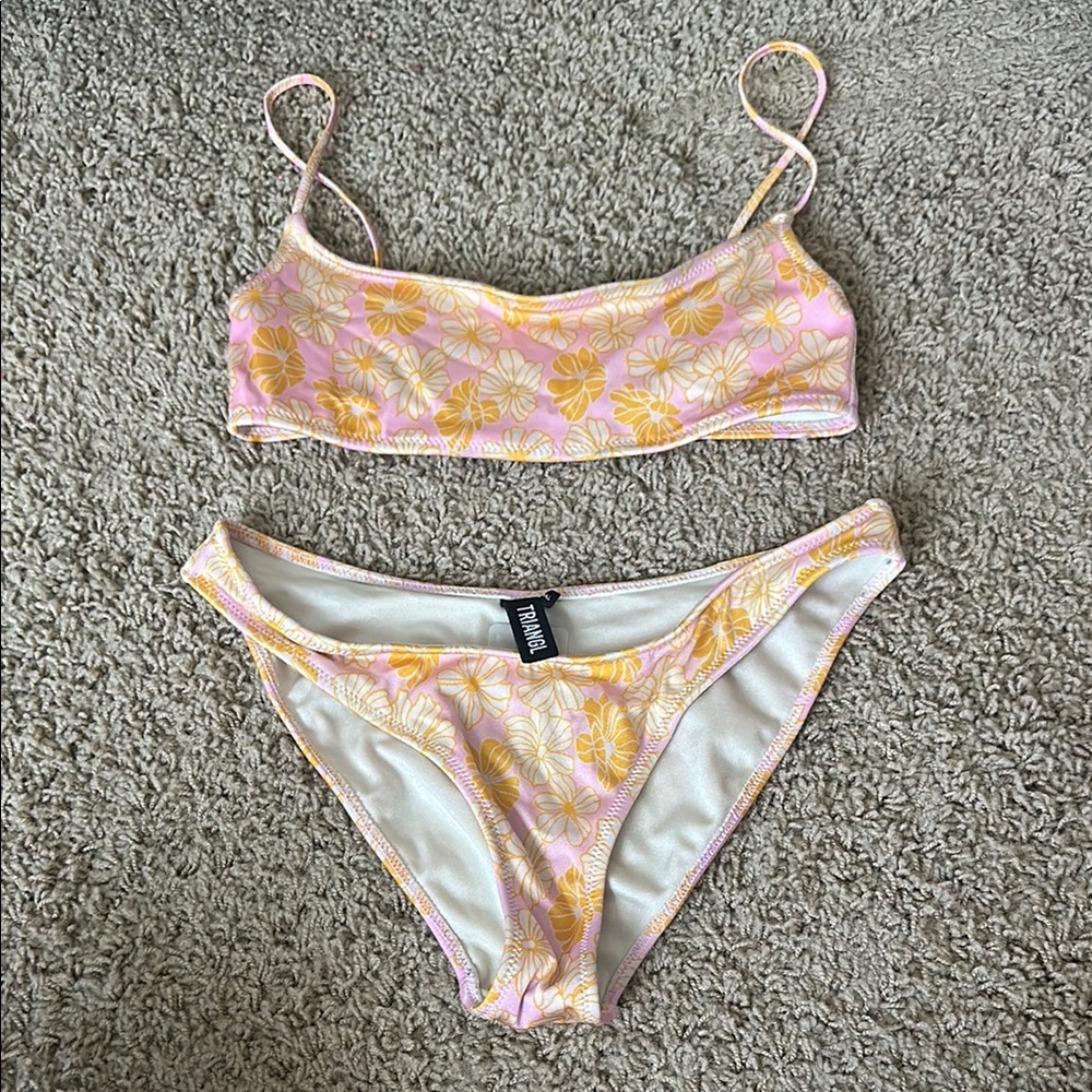 Triangl Swimwear Pink and Yellow Swim Bra